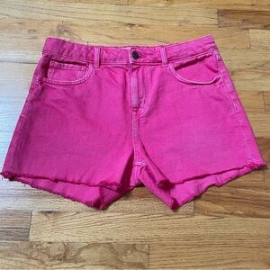 Zara High Rise Hot Pink Denim Shorts 12